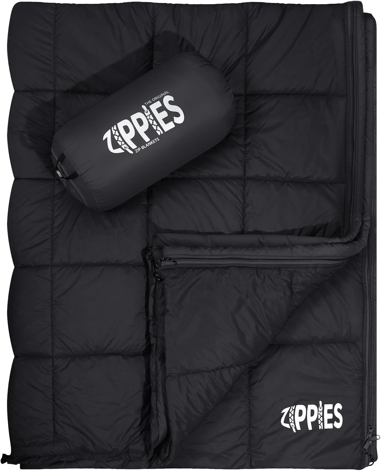 3M Thinsulate Puffy Camping Blanket: Cozy Cold Weather Queen Size Zippered Quilt - ZIPPIES