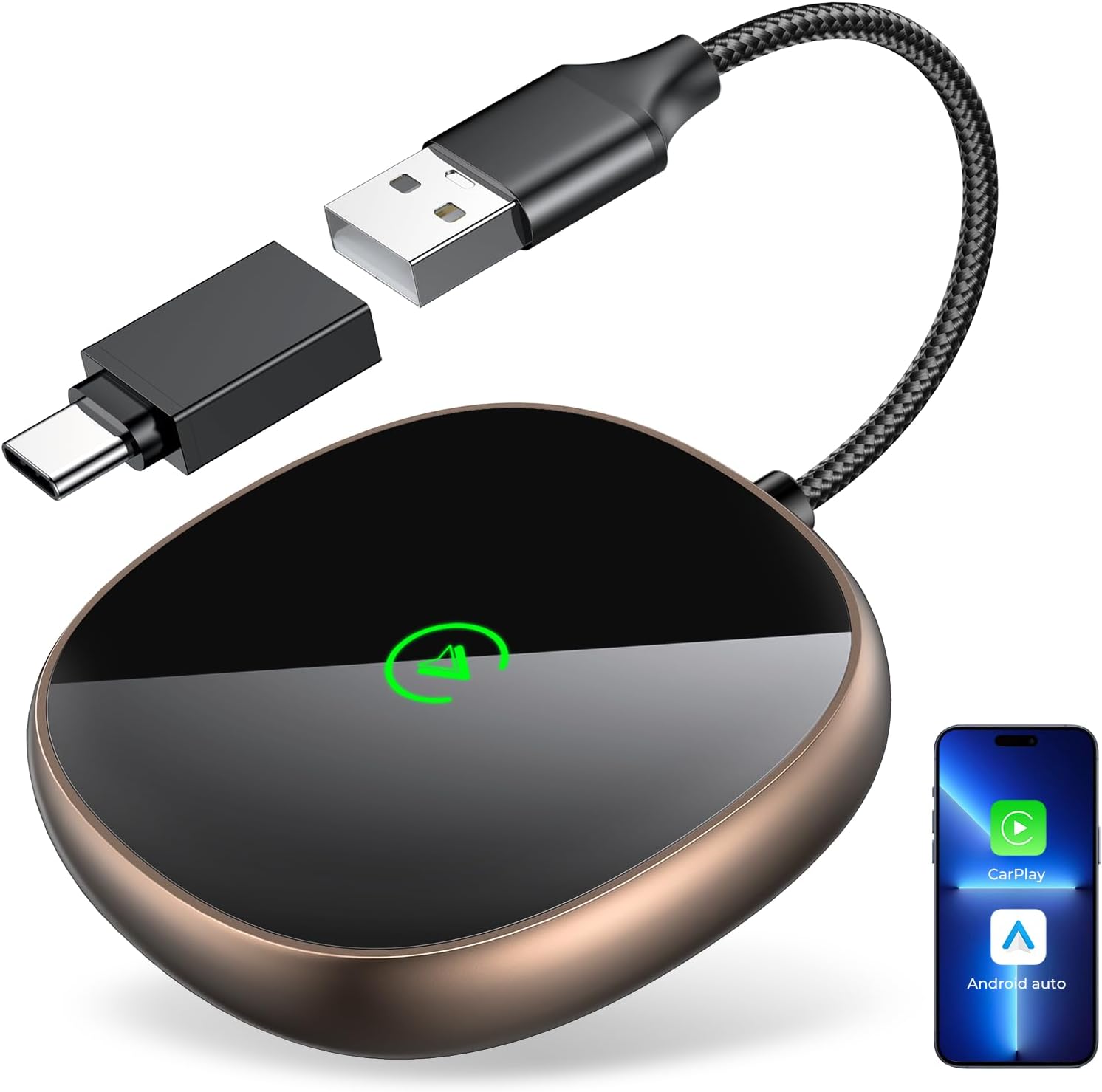 Wireless Carplay Adapter for iPhone & Android Auto 2-in-1