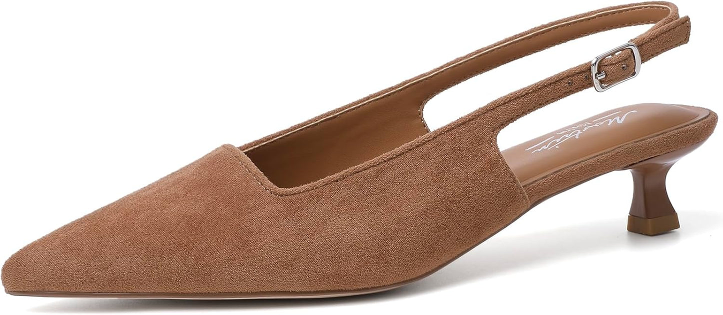 Mostrin Slingback Kitten Heels for Women - Chic Low Pumps