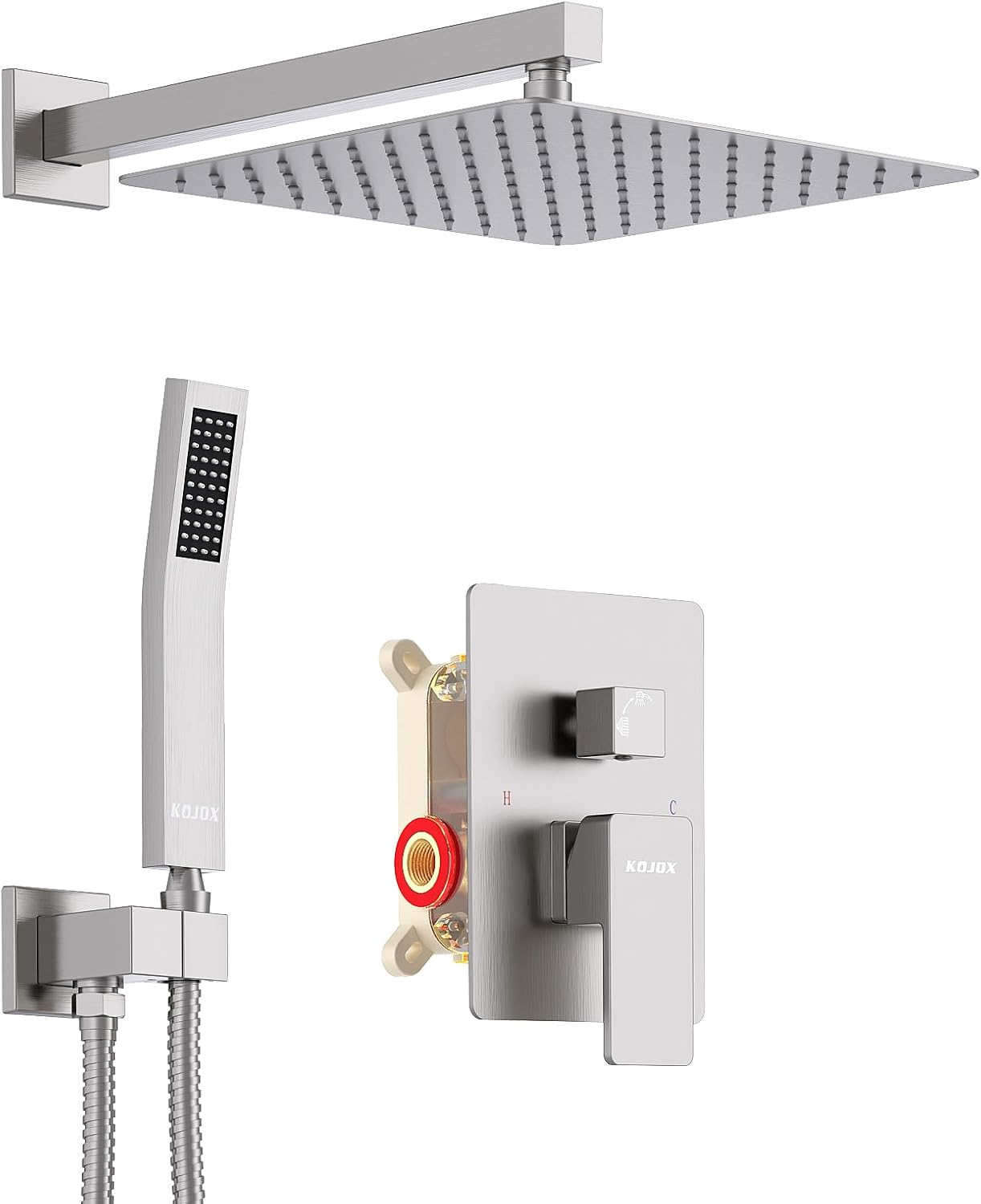 KOJOX Shower System with 10 Inch Rainfall Shower Head for Luxury