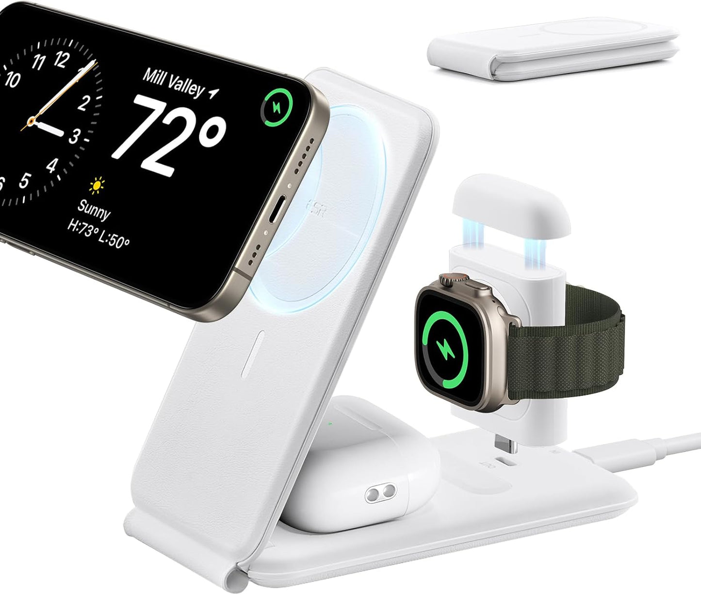 ESR 3 in 1 Charger for Magsafe: Travel Stand for Apple Watch
