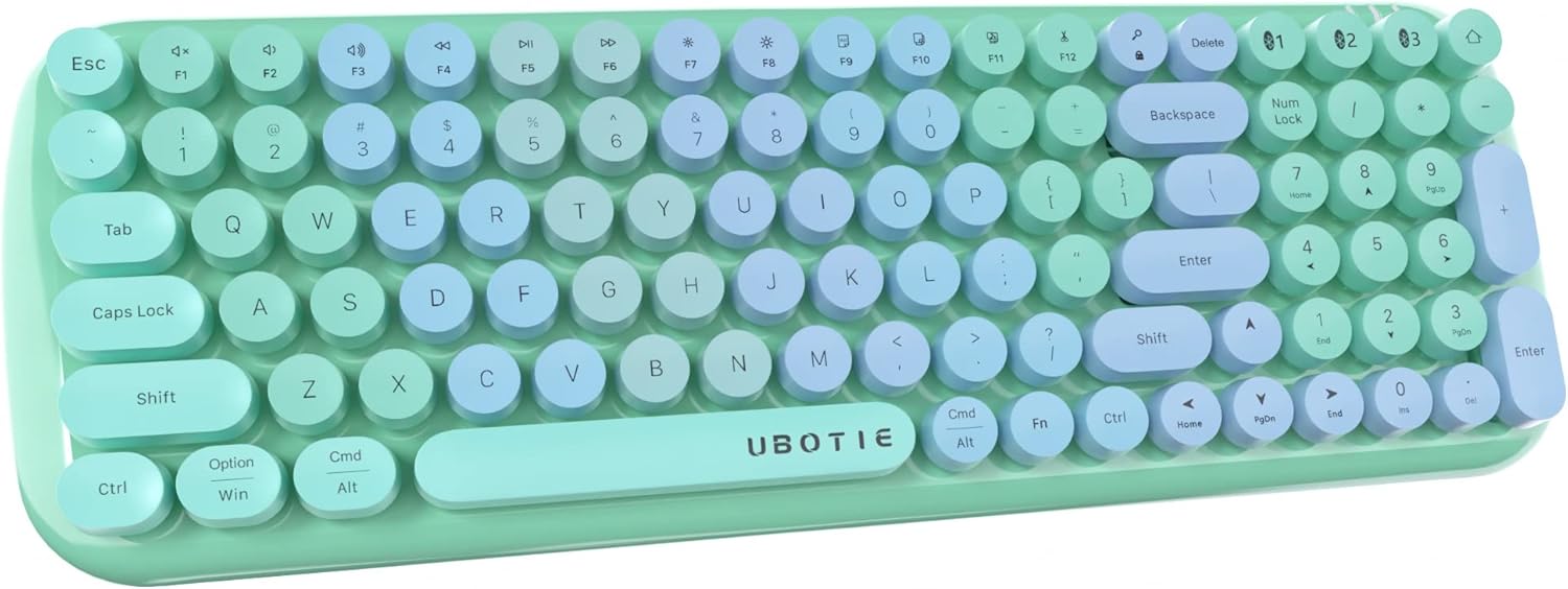 Colorful Bluetooth 100Keys Keyboard for Retro Typing Fun