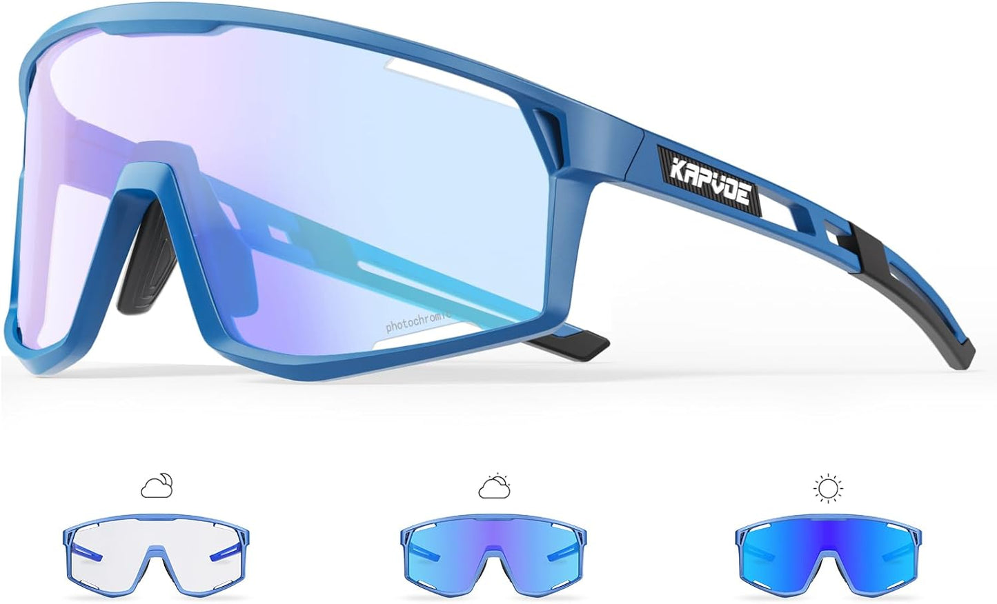 KAPVOE Photochromic Cycling Glasses for Men and Women Sports