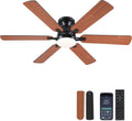 Ceiling Fans with Lights 52in Low Profile Flush Mount - Brown
