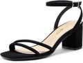 DREAM PAIRS Chunky Strappy Heels Square Open Toe Low Heels - Versatile