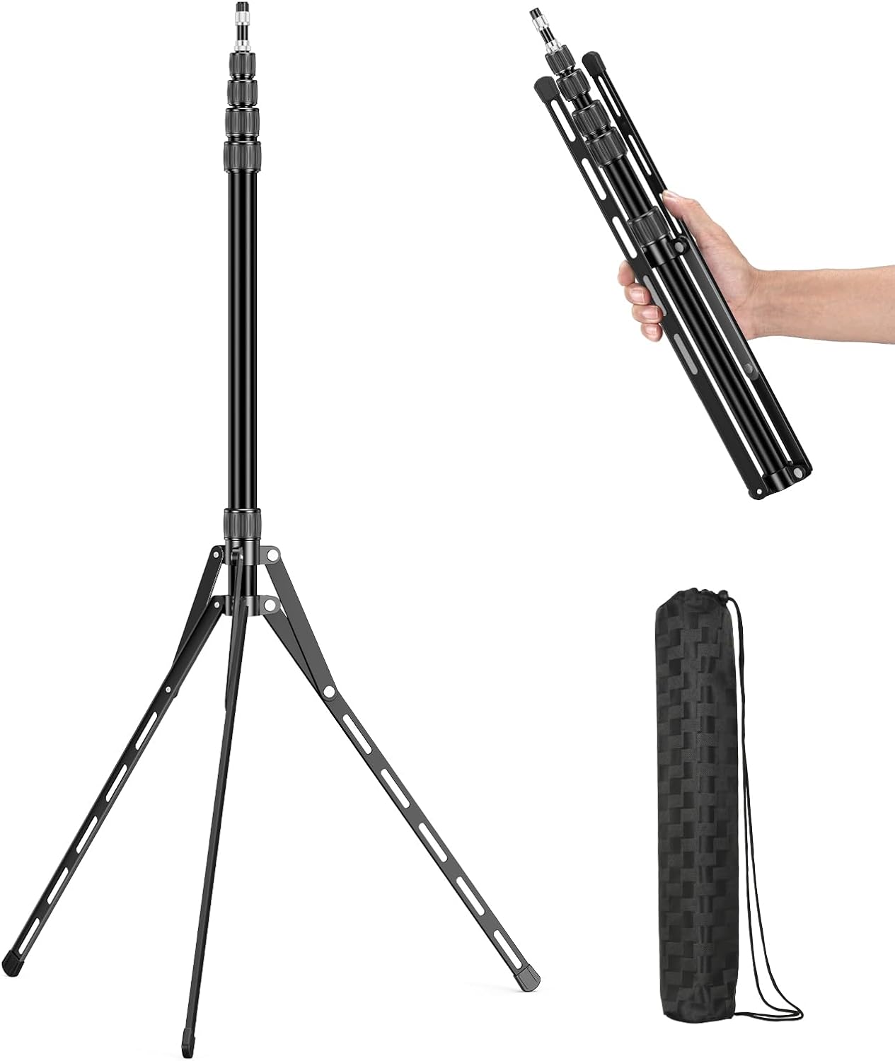Travel Light Stand 86.6in Carbon Fiber Tripod for Photography