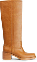 Women's Banana Knee High Boots with Square Toe - Wide Calf Comfort