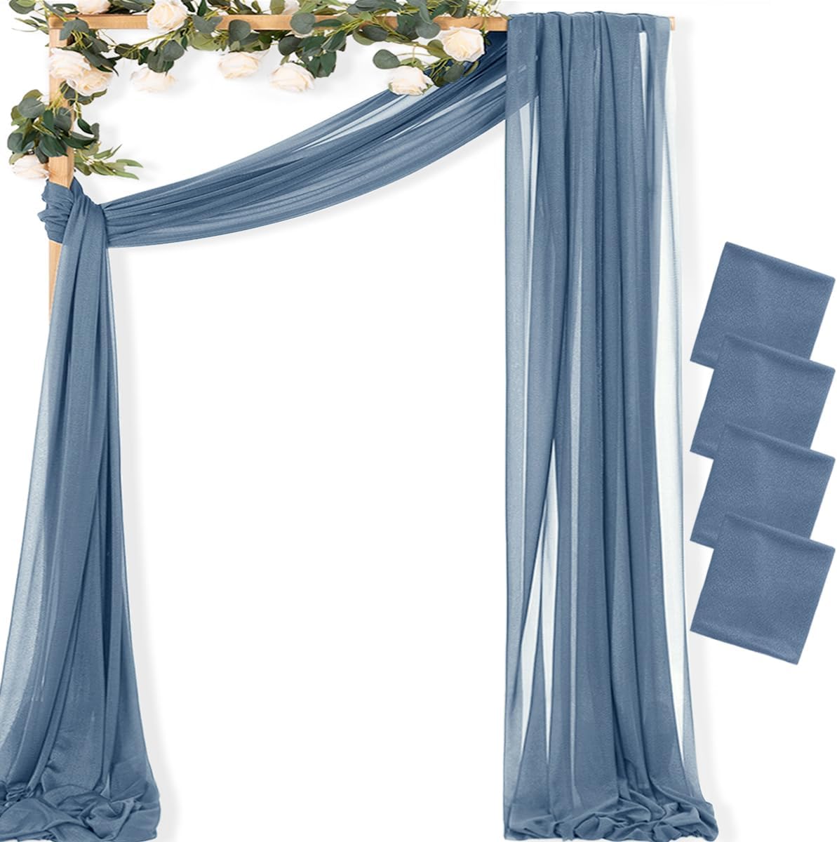 MLMC Dusty Blue Wedding Arch Draping Fabric for Elegant Events