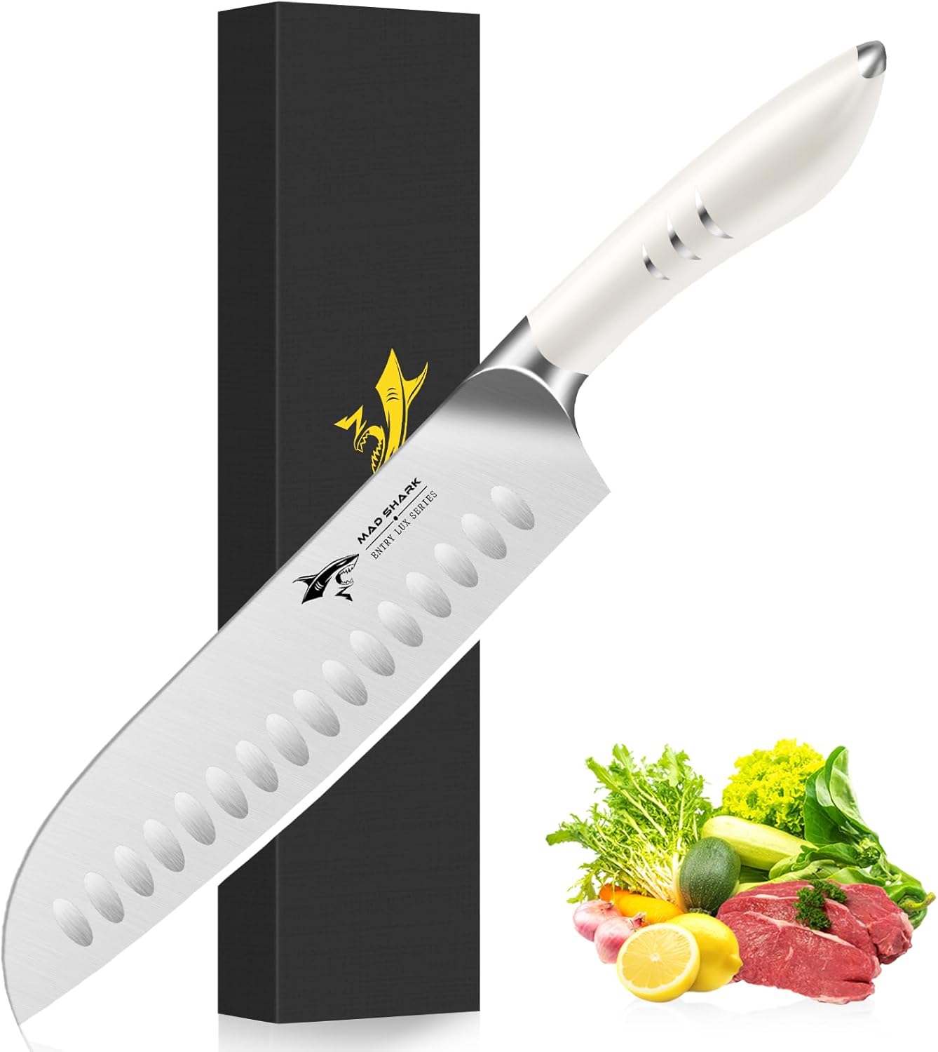 MAD SHARK Santoku Knife - Ultra Sharp Kitchen Knife for Chefs