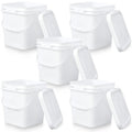 3.5 Gallon Square Food Grade Bucket with Lid - 5 Pack White