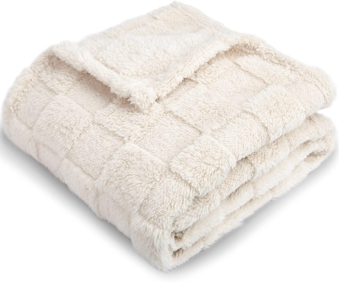 HOMRITAR 3D Gingham Fleece Baby Blanket - Cozy & Reversible Comfort