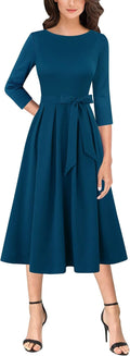 VFSHOW Womens Elegant Pleated A-Line Midi Dress (Style 2P6D)