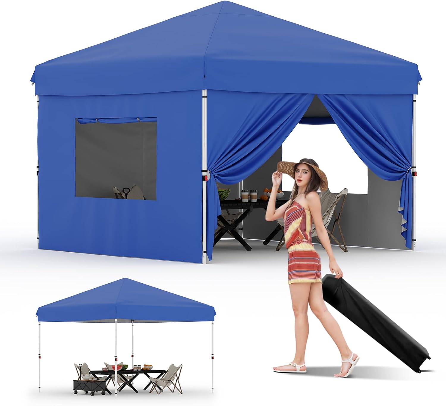 10x10 Pop Up Canopy Tent with Removable Sidewalls for Outdoors