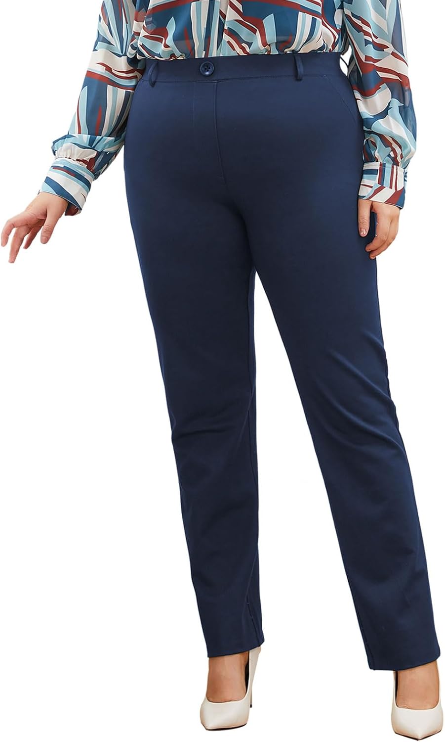 Plus Size Women's Straight-Leg Dress Pants for Office Wear