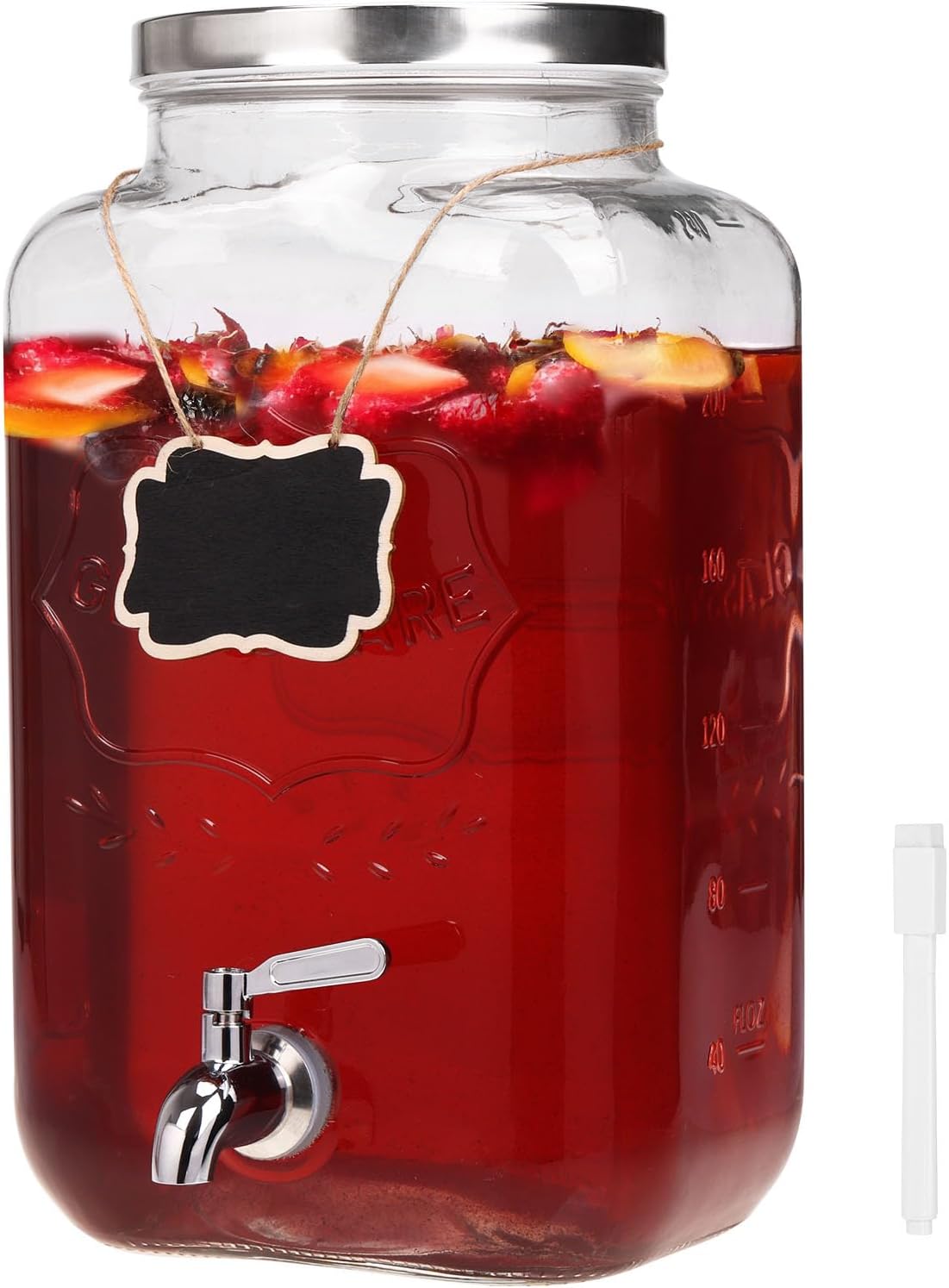2 Gallon Glass Drinks Dispenser for Parties and Events