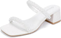Women's Chunky Block Low Heeled Sandals - Two Strap Slip On Mule Heels