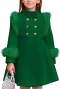Haloumoning Toddler Girls Faux Fur Dress Coat - Warm Winter Jacket