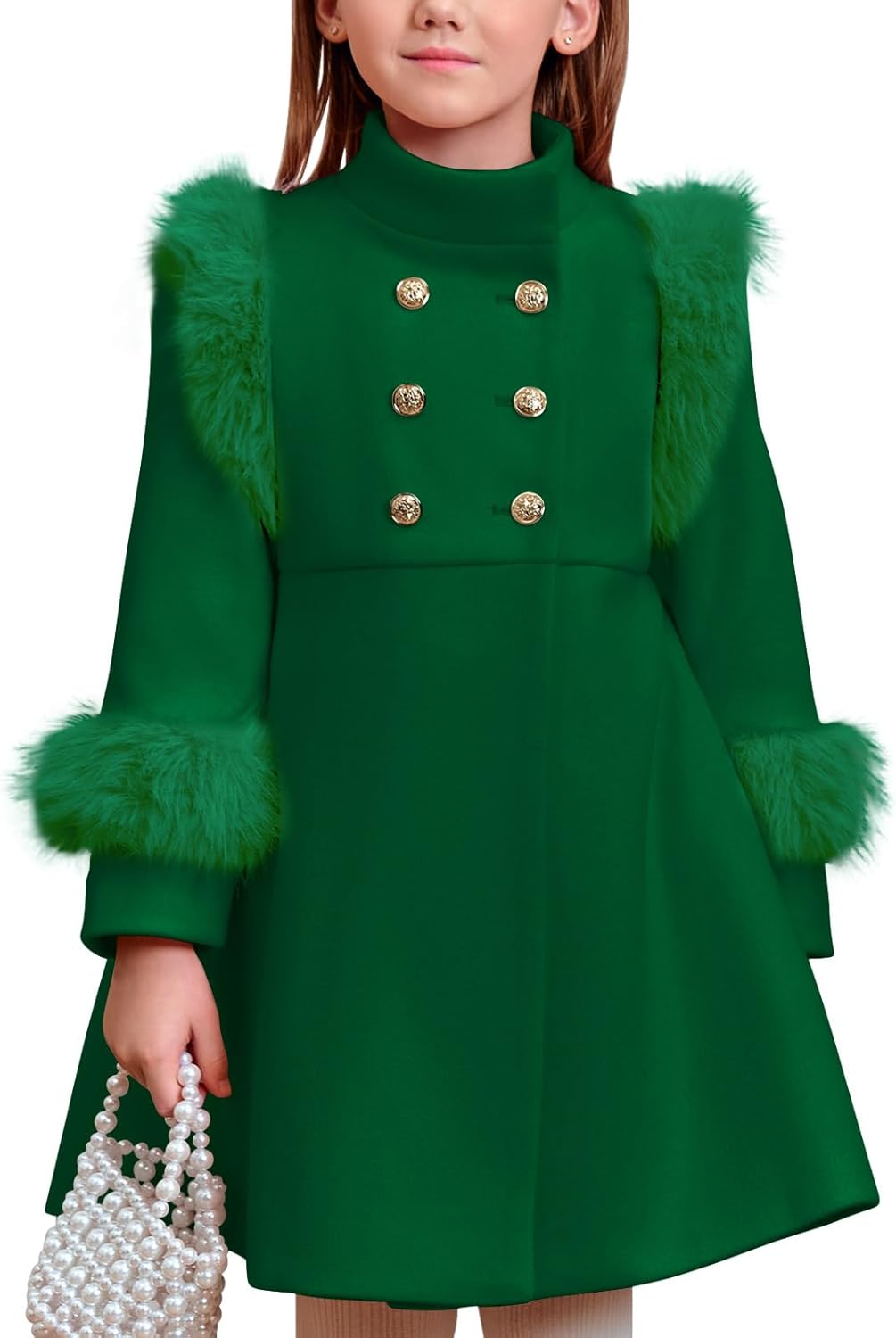 Haloumoning Toddler Girls Faux Fur Dress Coat for Winter Wear