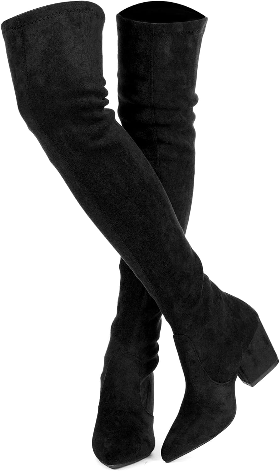 Thigh High Block Heel Boot Women Pointed Toe Over The Knee Boots