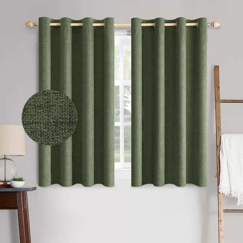 MIULEE Blackout Linen Textured Curtains for Bedroom & Living Room