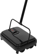 Mini Black Carpet Sweeper - Quiet Manual Hand Push for Carpets