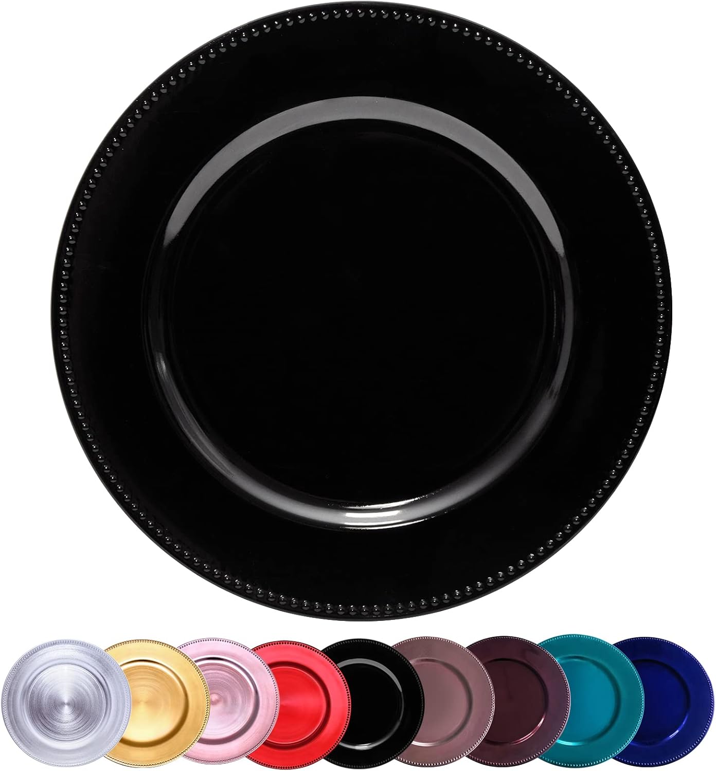 Metallic Bead Charger Plates 13in Set of 10 for Events and Weddings