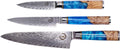 Chef Knife Set of 3 Damascus VG10 Steel - Blue Handle Series