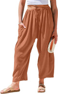 Linen Wide Leg Pants for Women - Casual Summer Beach Style