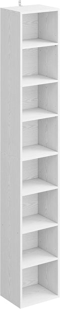 Tall Narrow Bookshelf 8 Tiers - Compact Corner Bookcase for Small