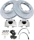 TRQ Front Brake Pad & Rotor Kit Slotted X Drilled Performance Ceramic