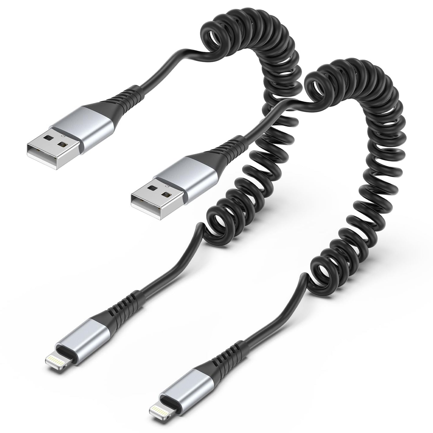 PEAKLIFT Coiled Lightning Cable 2-Pack - Fast Charging on the Go!