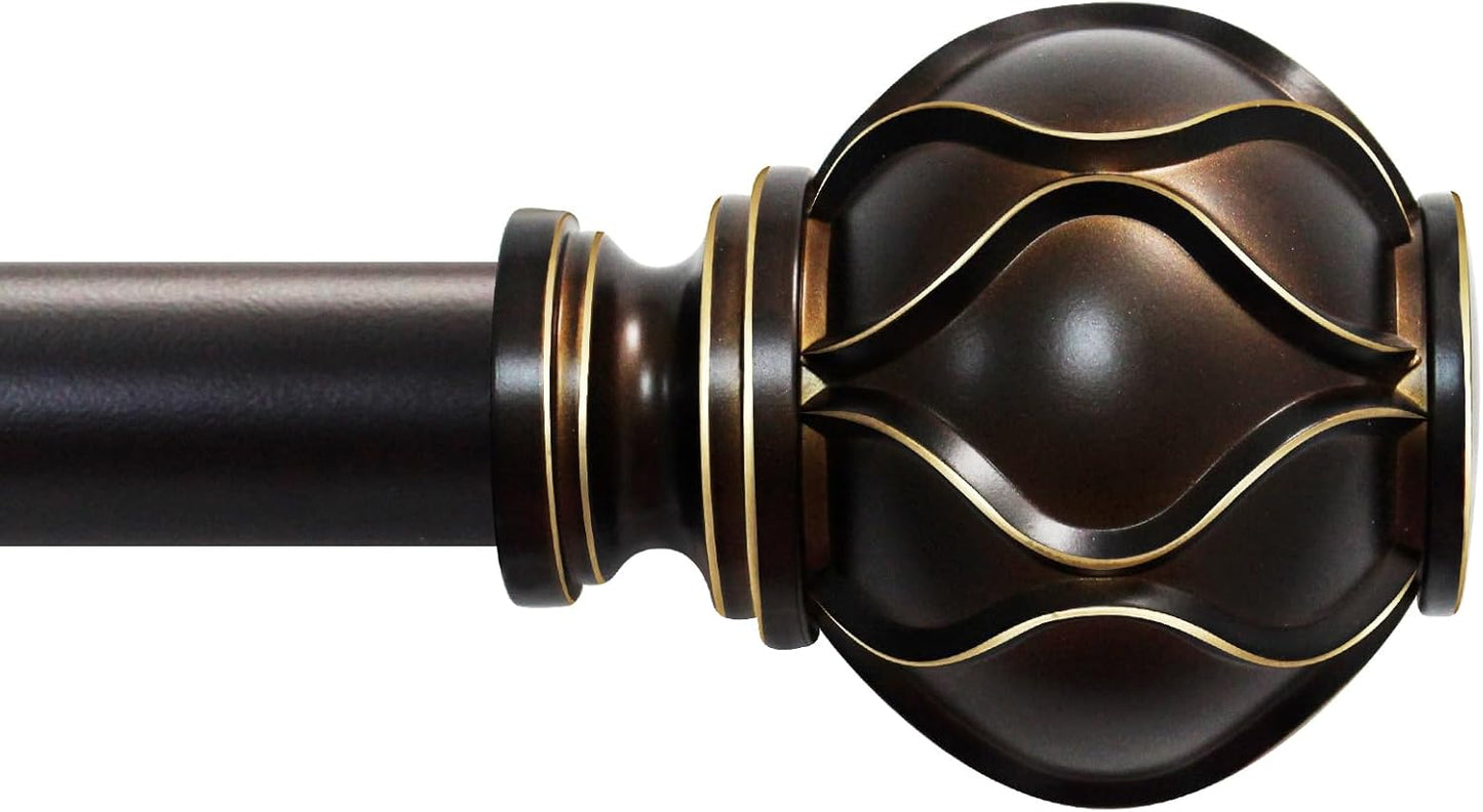 Adjustable Bronze Curtain Rod: Elegant 1 Inch Diameter with Netted Texture Finials