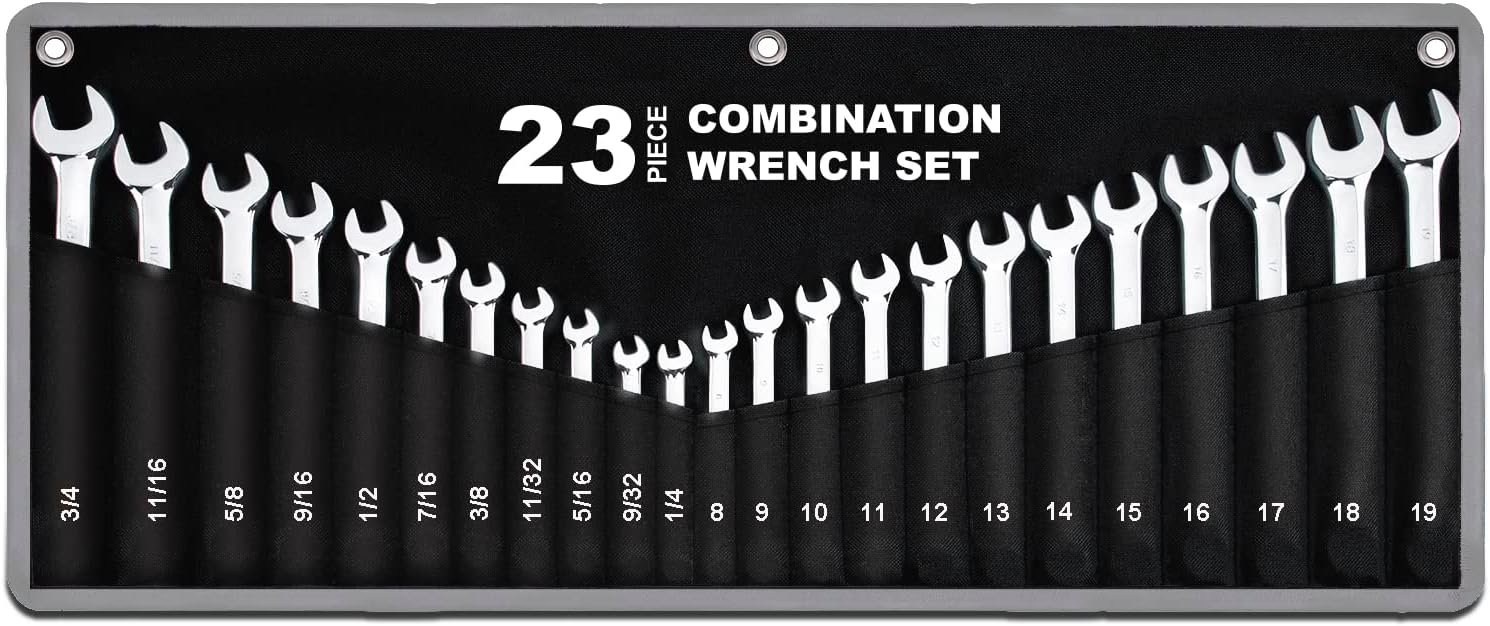 23-Piece Premium SAE and Metric Wrench Set for Every Task