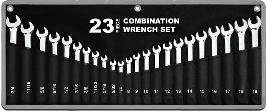 23-Piece Premium SAE and Metric Wrench Set for Every Task