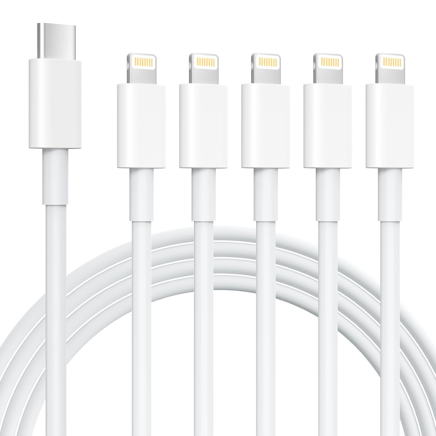 Fast Charge 6FT USB C to Lightning Cable 5 Pack - MFi Certified
