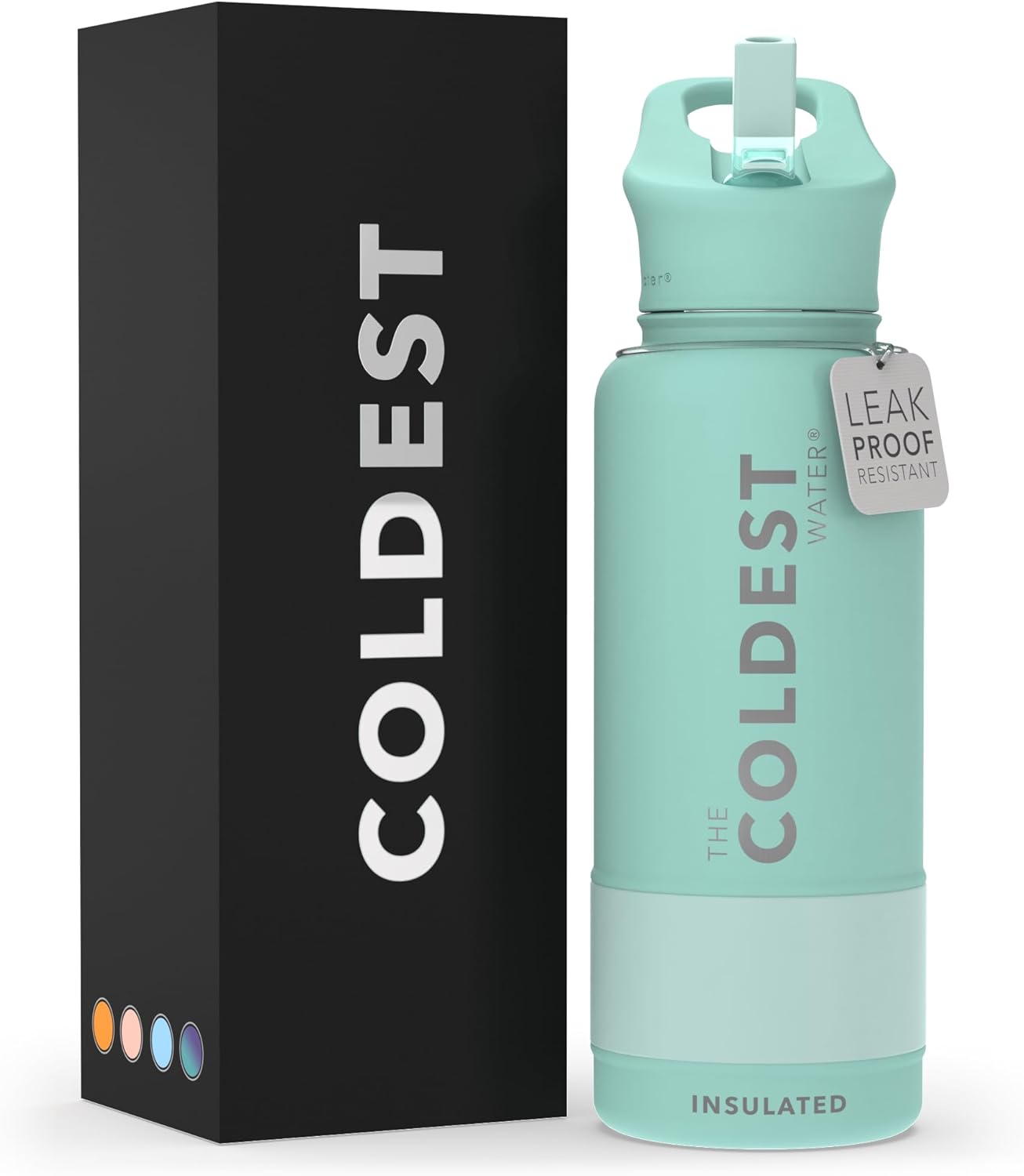 Coldest Insulated Water Bottle with Straw Lid - 32 oz Oceanic Green