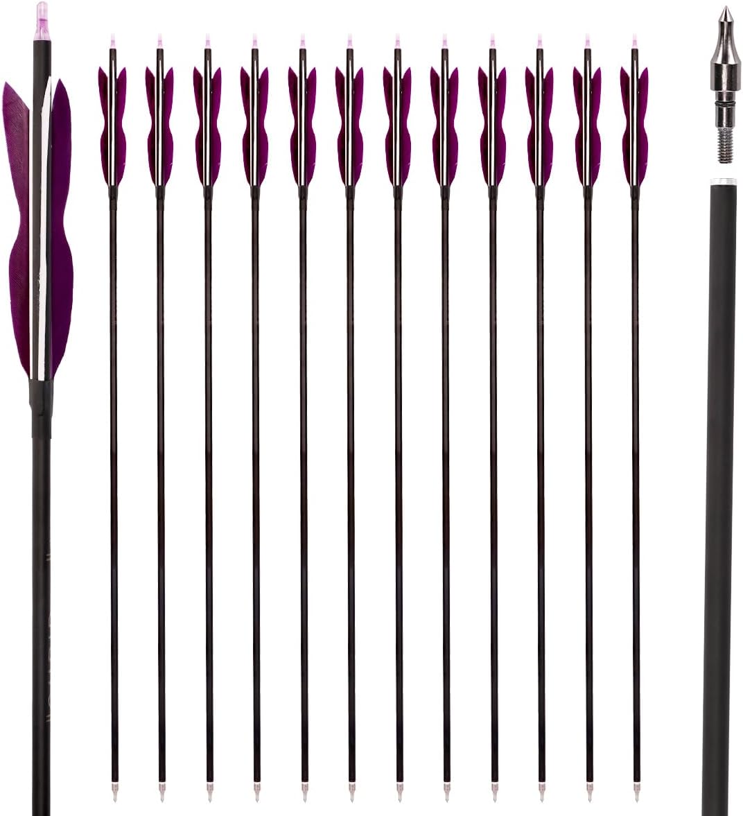 31 Inch Carbon Hunting Arrows for Target Practice and More