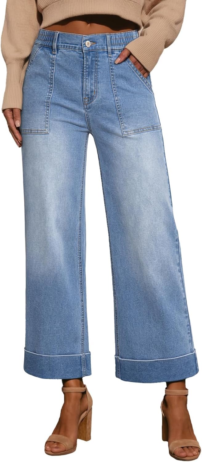 EVALESS Womens High Waist Wide Leg Jeans for Trendy Style