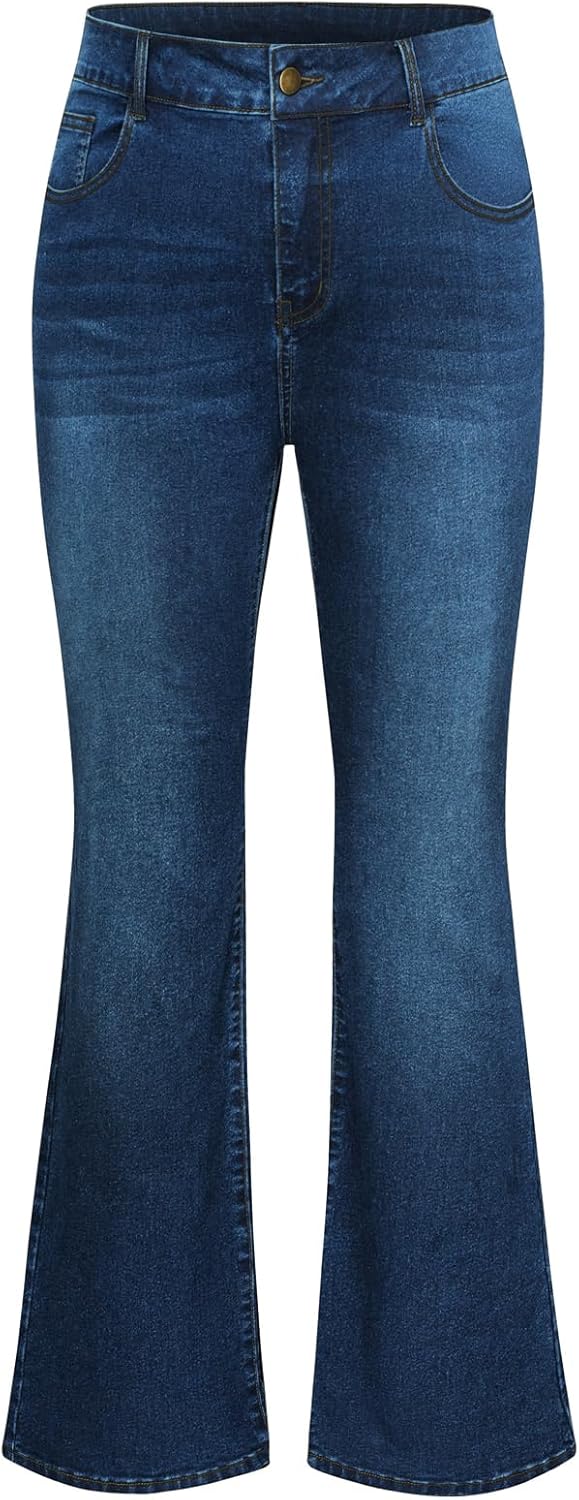 Hanna Nikole Plus Size Wide Flared Jeans for Stylish Comfort