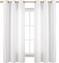 Pure White Curtains 63 in 2 Panels Set - Linen Look Light Filter