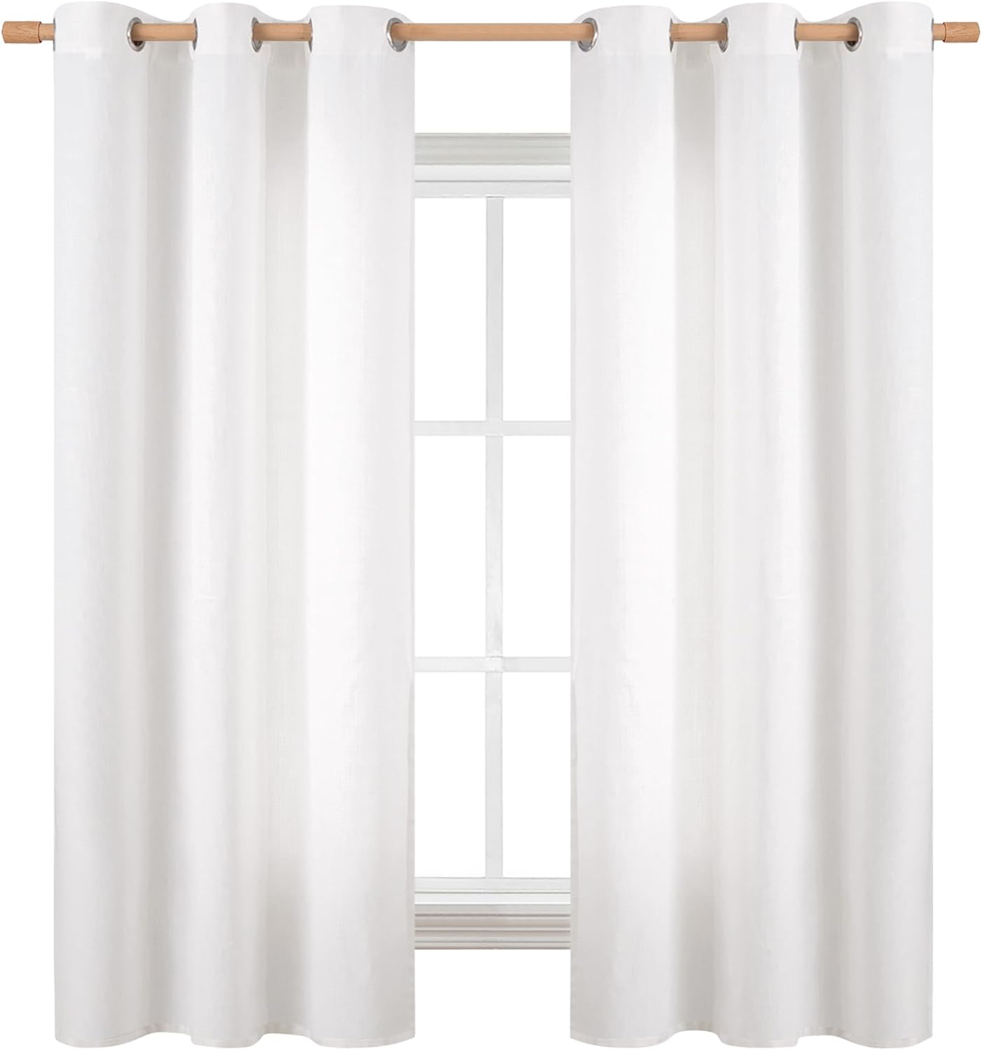 BGment Pure White Curtains 63 Inch Length for Living Room