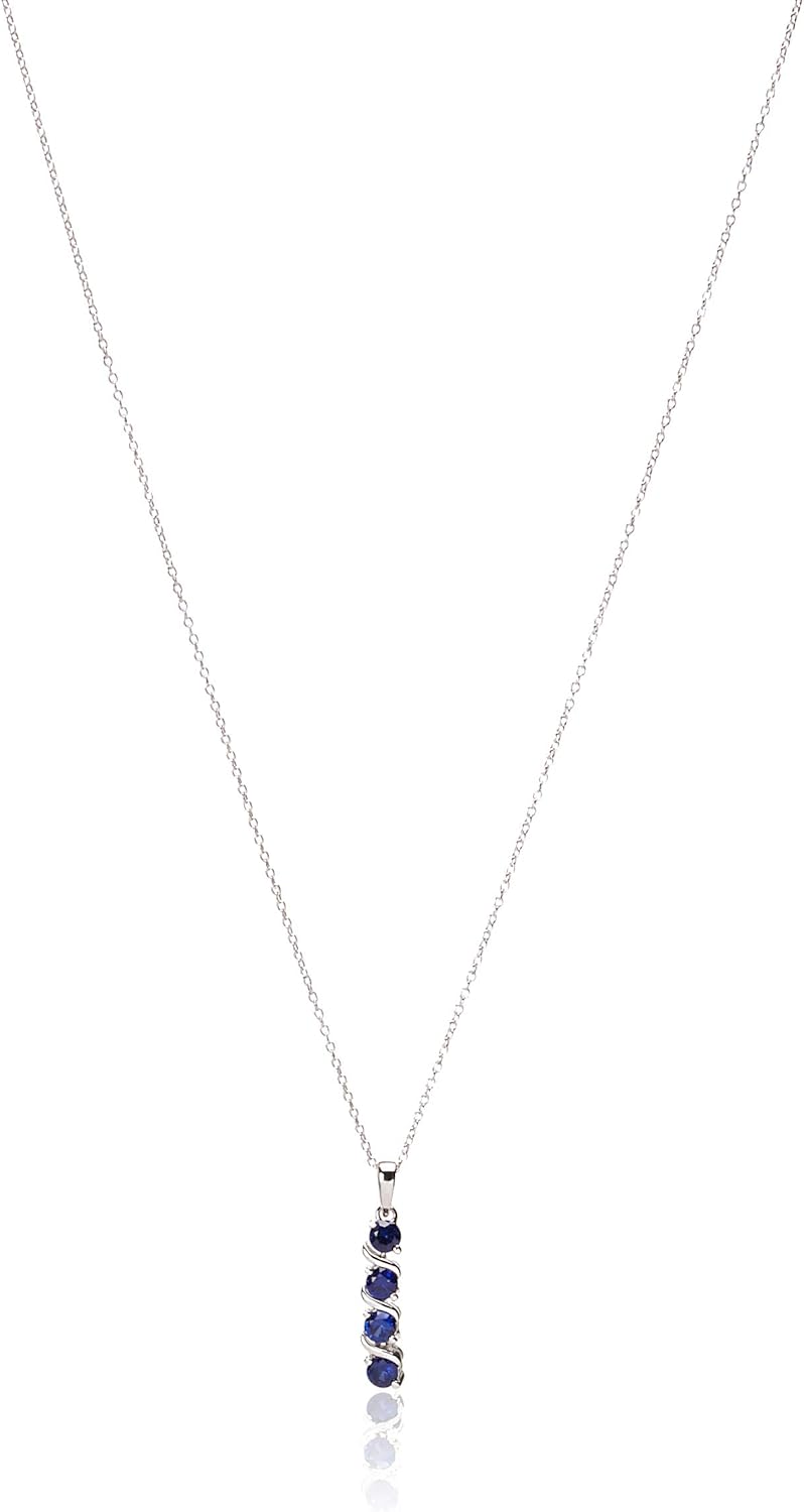 Classic 4-Stone Blue Sapphire Pendant Necklace in Sterling Silver