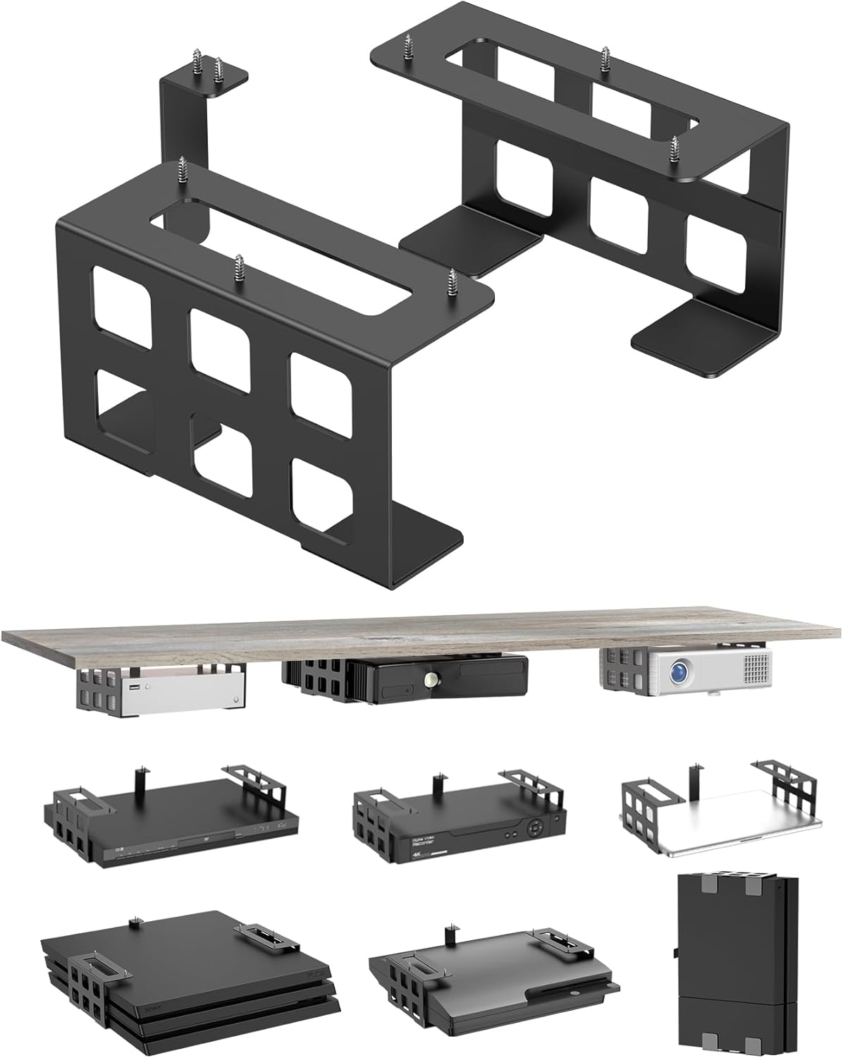 Versatile Under Desk Mount for Electronics (Black)