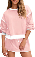 Fisoew Womens 2 Piece Sweatsuit Set - Crewneck Sweatshirt & Skort