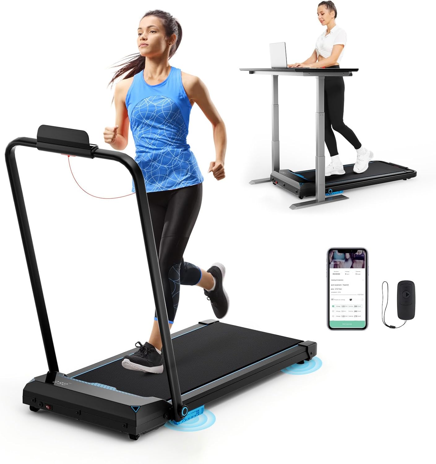 Space-Saving 3-in-1 Under Desk Treadmill - App Controlled