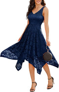 Women's Lace Cocktail Party Dress V-neck Handkerchief Hem - Elegant