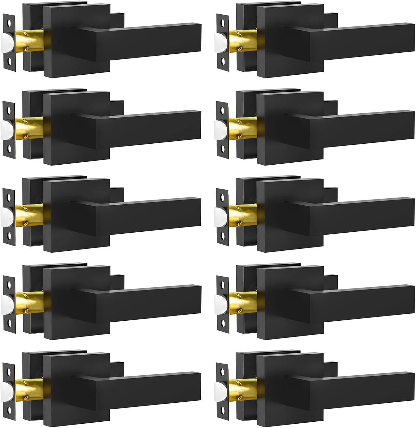 Passage Door Lever RAZCC 10 Pack Matte Black Handles