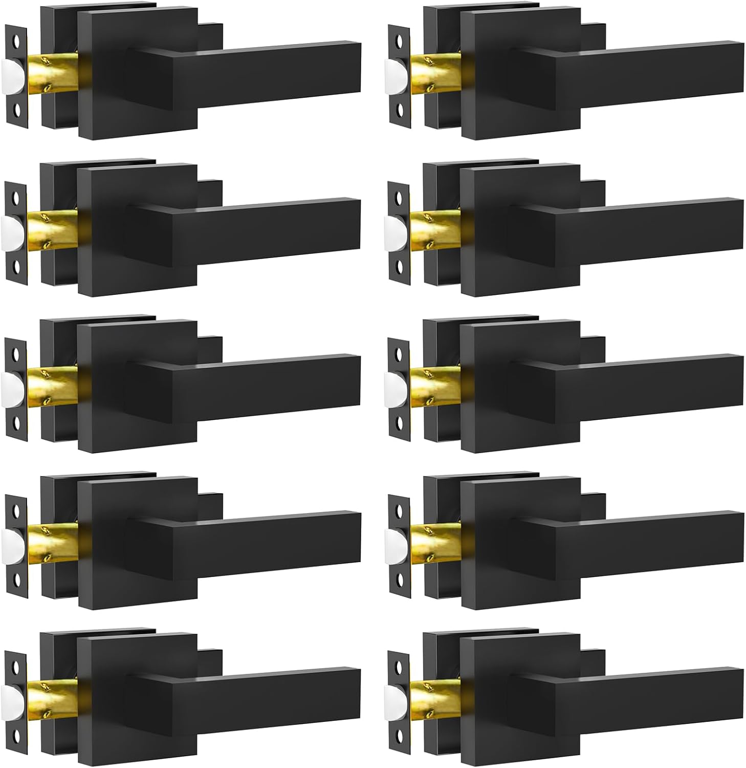 Passage Door Lever RAZCC 10 Pack Matte Black Handles