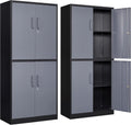 Yizosh Metal Storage Locking Cabinet with 4 Doors and 2 Shelves
