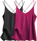 Silk Satin Camisole Tank Top V Neck Spaghetti Strap - Smooth & Sexy